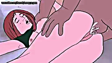 Man's massive cock fills Uraraka's pussy, spilling milk