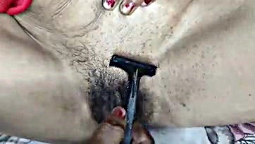 Indian sis's shaved pussy gets fucked by someone