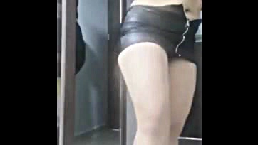 Sexy spy cam captures tight skirt's juicy butt