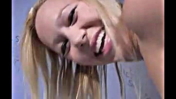 Petite blonde gives BBC deepthroat blowjob gloryhole