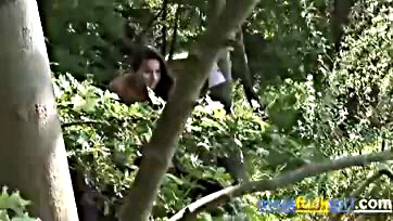 Girl gets anal sex, facials in woods