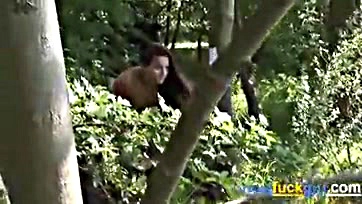 Girl gets anal sex, facials in woods