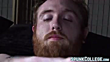 Man masturbates, exposing hairy cock in solo act