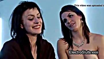 Brunette gets bound and brutally electro-fucked