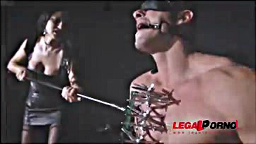 Dominant femme fatale humiliates submissive stud in explicit BDSM scene