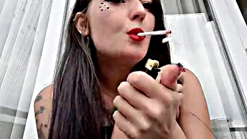 Nika's smoking fetish involves blowing smoke on subs