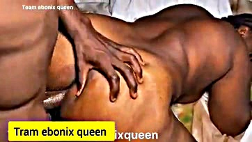 Ebony teen's messy anal sex with cumshot