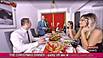 Virtual oral sex with blonde on Christmas