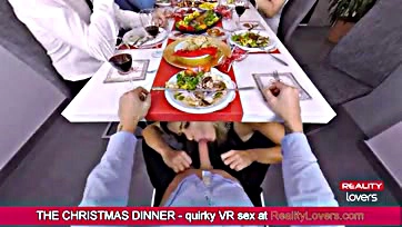 Virtual oral sex with blonde on Christmas