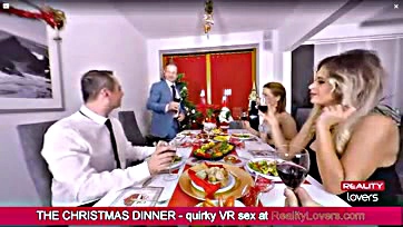 Virtual oral sex with blonde on Christmas