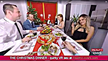 Virtual oral sex with blonde on Christmas