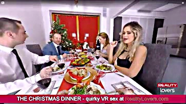 Virtual oral sex with blonde on Christmas