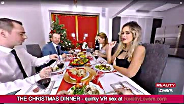 Virtual oral sex with blonde on Christmas