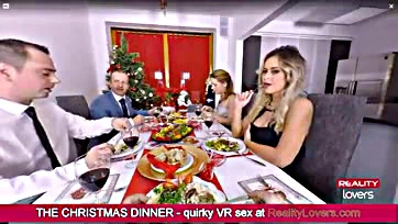 Virtual oral sex with blonde on Christmas