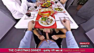 Virtual oral sex with blonde on Christmas