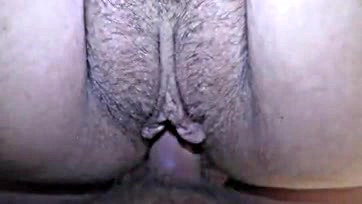 Adulterous woman receives thick creampie in her own vagina