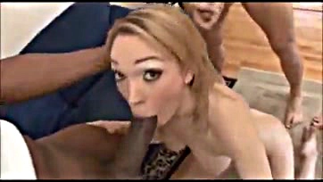 Lily Labeau performs explicit oral and group sex