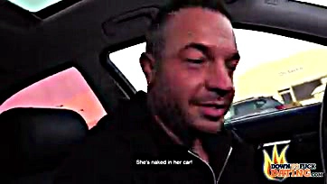 Blonde sucks stranger's dick in her car