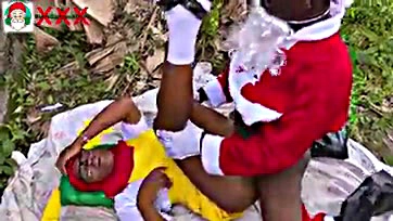 African Santa's friend's stepdaughter gets screwed in bushes