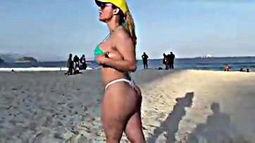 Ines Ventura flaunts her massive booty on Copacabana beach