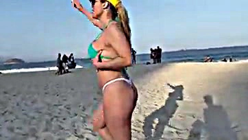 Ines Ventura flaunts her massive booty on Copacabana beach