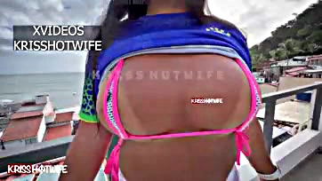 Hot wife flaunts ass and see-through bikini