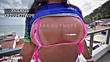 Hot wife flaunts ass and see-through bikini