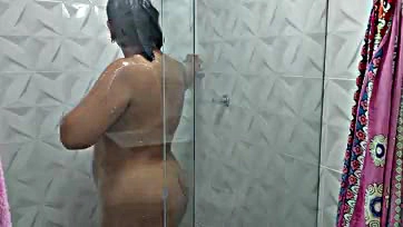 Aly masturbates me in the shower