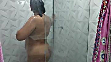 Aly masturbates me in the shower