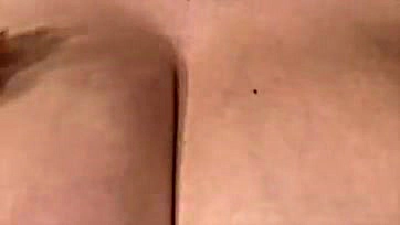 Pregnant woman teases with nipple sucking and breast bouncing