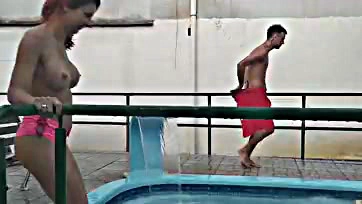 Naughty people having sex at the pool party