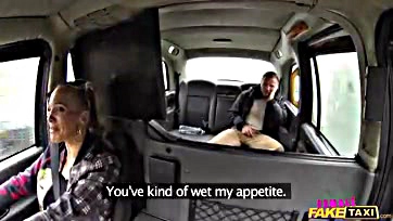 Girl gets blown by old flame in fake taxi