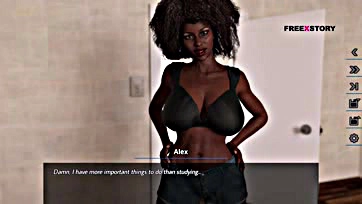 Latisha flaunts massive tits for Alex's academic aid