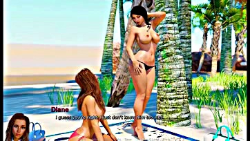 Anna and Diane get hot at beach, dude