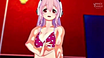 Sonico's horny, gets off on posing