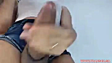 Shemale masturbates with massive cock on live cam