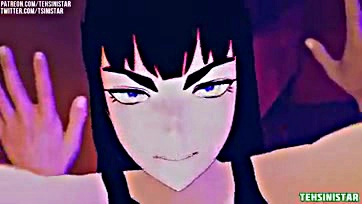 Lady Satsuki's private chamber is a hardcore anime sex loop