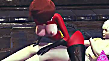 Elastigirl gets explicit oral and penetrative sex