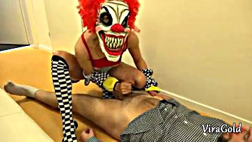 Clown pranks with explicit sex, cumshots, and pussy