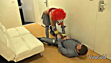 Clown pranks with explicit sex, cumshots, and pussy