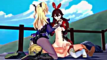 Two anime girls get brutally screwed in 3D