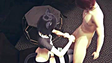 Japanese anime features explicit 3D cat handjob sex