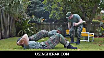 Boot camp sex romp with hot teens and drill instructor