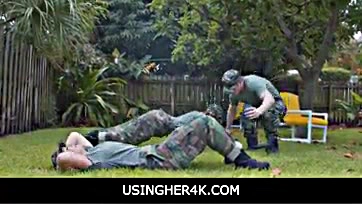 Boot camp sex romp with hot teens and drill instructor