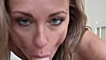 Blonde gets oral creampie from someone, no details given