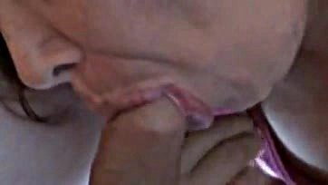 Maid's massive cock invades wife's oral cavity