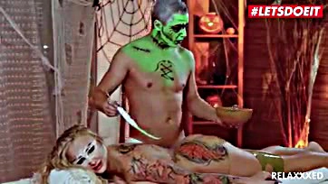 Sexy Hungarian milf gives sensual massage on Halloween