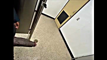 Dude's dick swings in women's restroom, gets busted