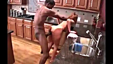 Redhead gets brutally pounded by massive ebony dick