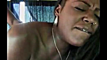 Black woman gets double-fucked, throat-fucked, and anal-fucked